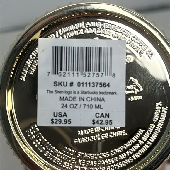 Starbucks Christmas Holiday 2022 Gold Bling Studded Venti 24 oz Cold Cup Tumbler - Picture 5 of 9